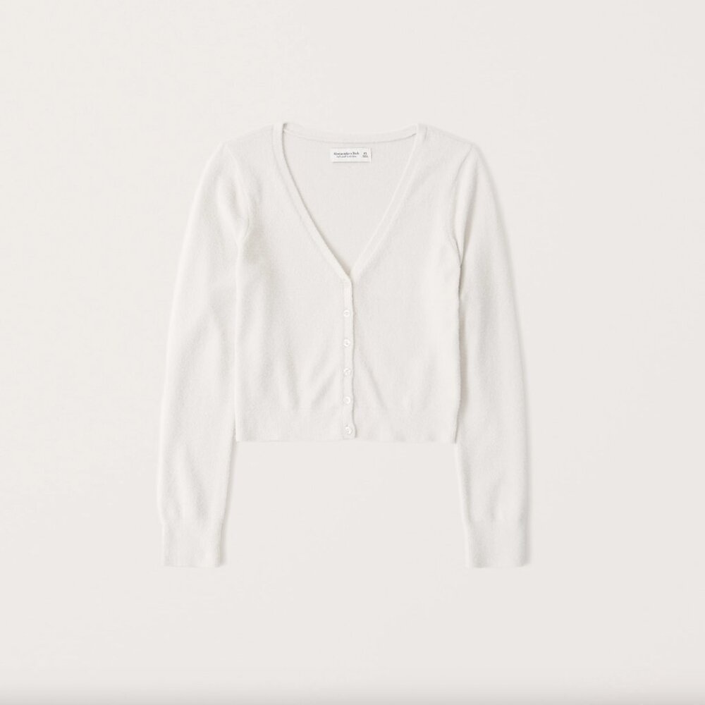 Abercrombie & Fitch DreamLush Slim Short Cardigan – Small (Off White/Cream)